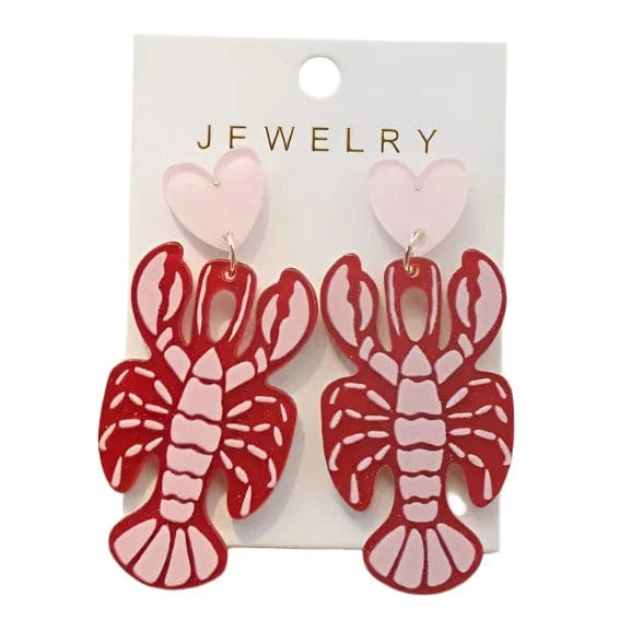 Lobster Heart Earrings – Fun Red Dangle Earrings for Parties UK gift_idea unique_gift personalised_gift