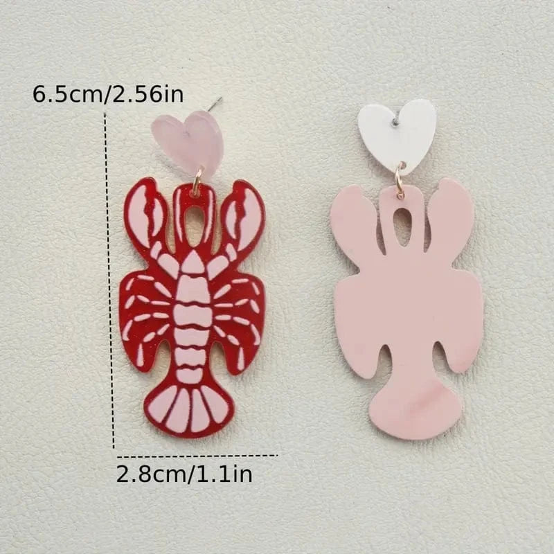 Lobster Heart Earrings – Fun Red Dangle Earrings for Parties UK gift_idea unique_gift personalised_gift