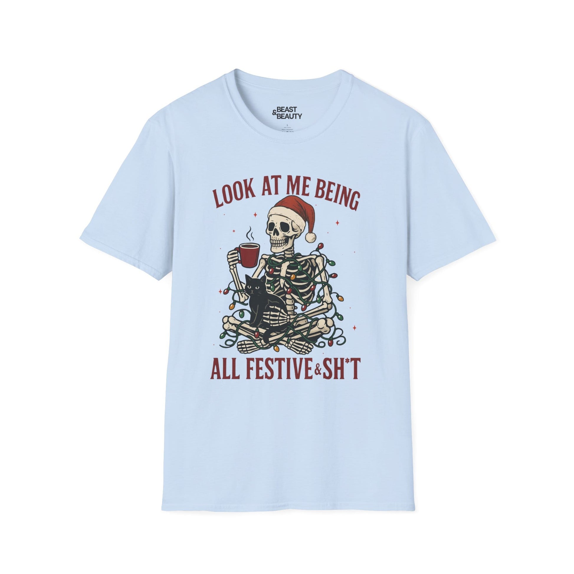 look at me being all festive christmas t-shirt light blue t-shirt uk Christmas gift idea