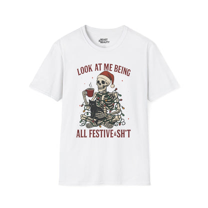 look at me being all festive christmas t-shirt white t-shirt uk Christmas gift idea