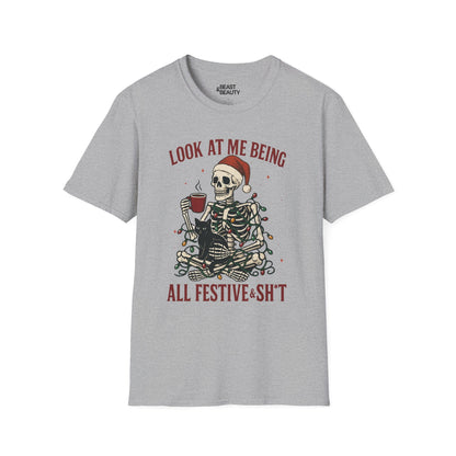 look at me being all festive christmas t-shirt sport grey t-shirt uk Christmas gift idea