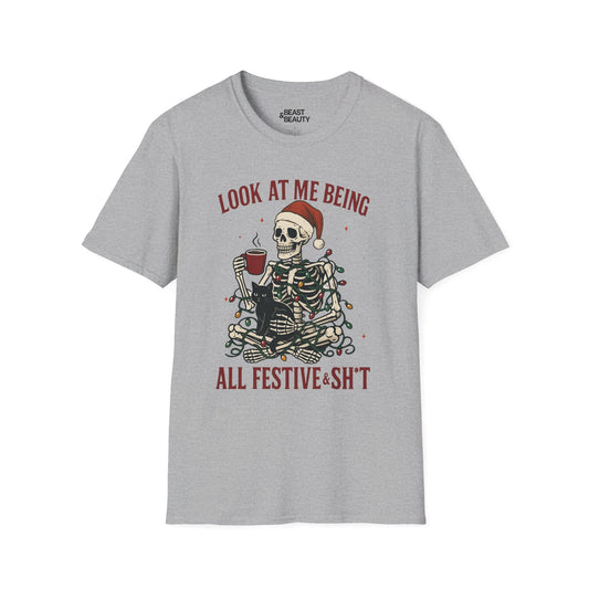 look at me being all festive christmas t-shirt sport grey t-shirt uk Christmas gift idea
