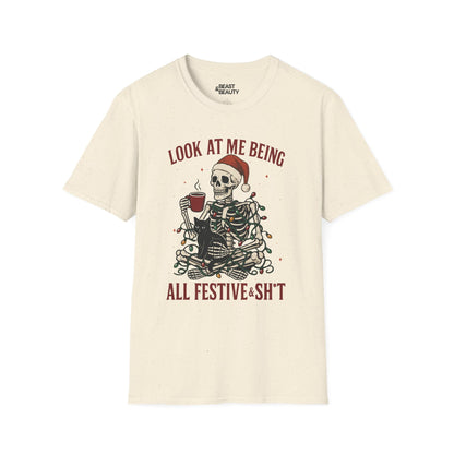 look at me being all festive christmas t-shirt natural t-shirt uk Christmas gift idea