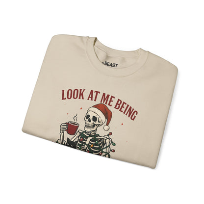 look at me being all festive skeleton christmas sweatshirt sweatshirt uk Christmas gift idea image 4