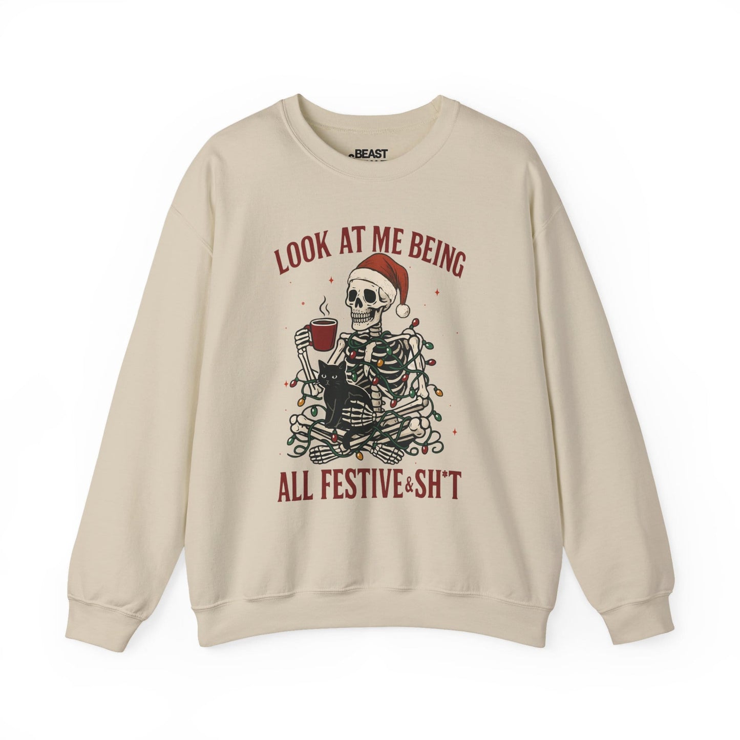 look at me being all festive skeleton christmas sweatshirt sand sweatshirt uk Christmas gift idea