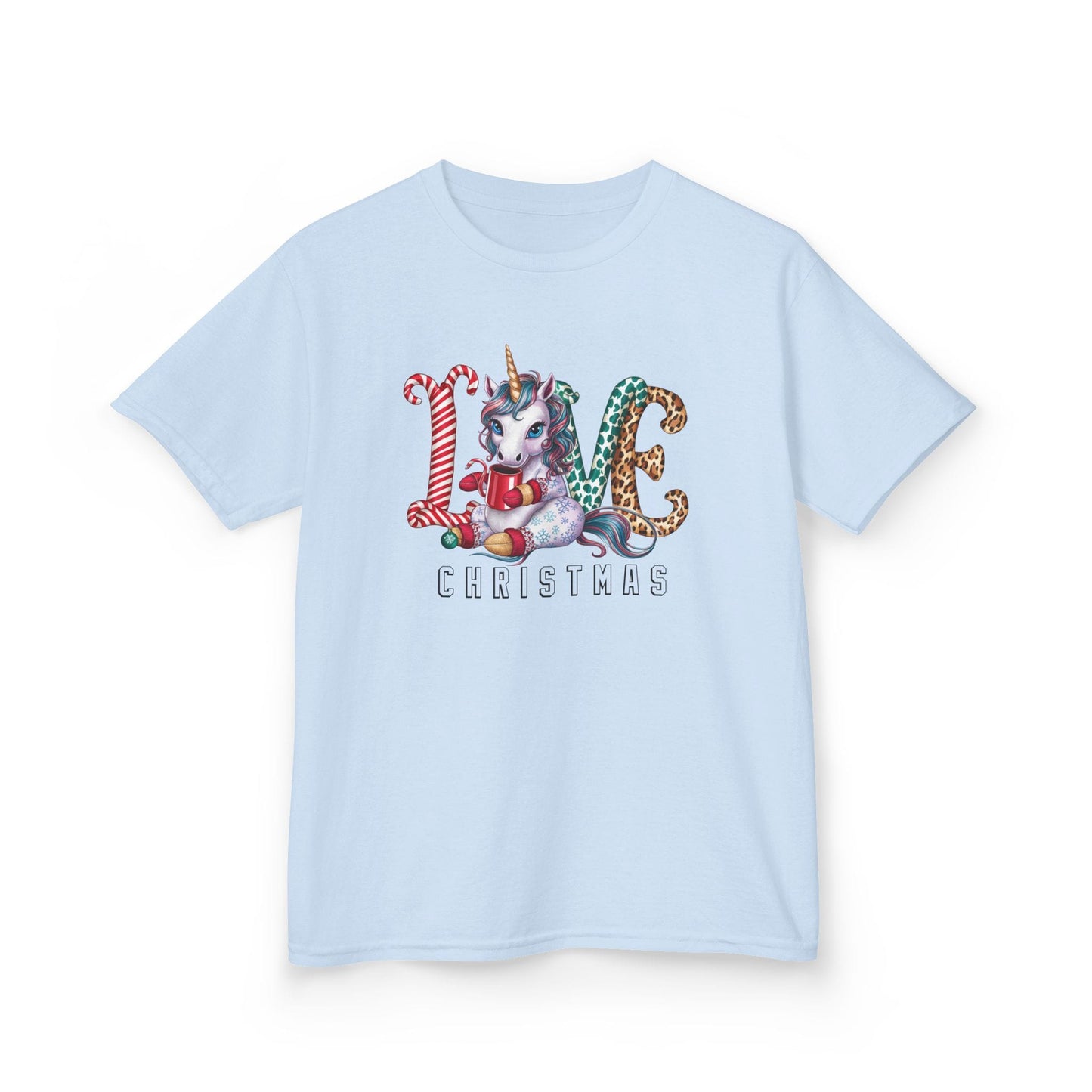 Love Christmas Unicorn Kids T-Shirt Light Blue / XS gift_idea unique_gift personalised_gift