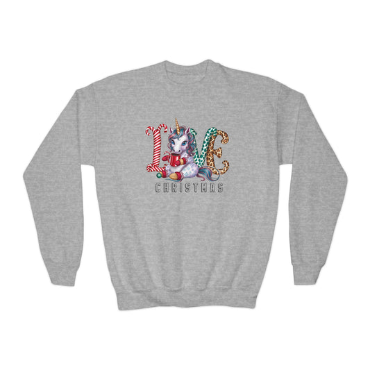 love christmas unicorn youth sweatshirt sport grey sweatshirt uk Christmas gift idea