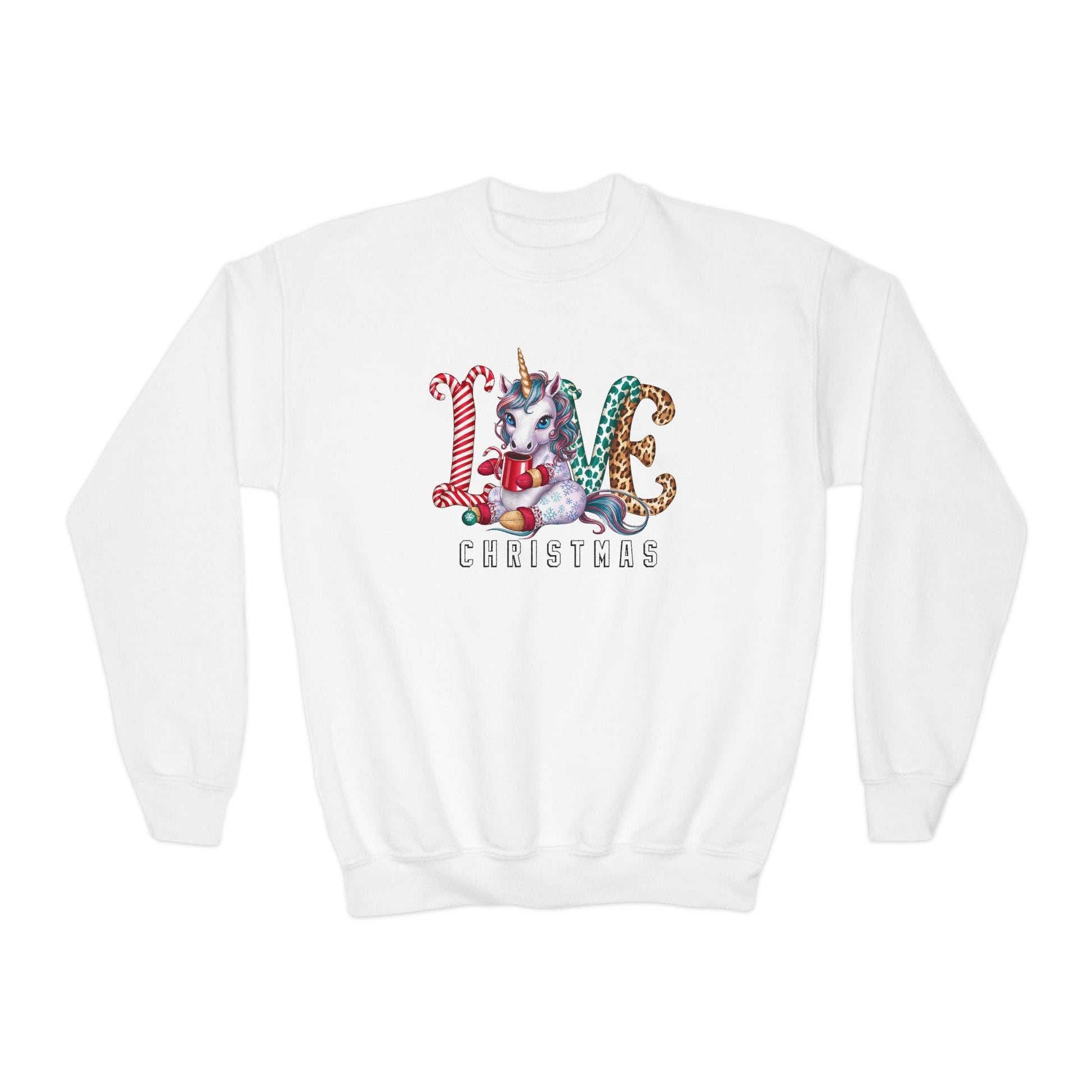 love christmas unicorn youth sweatshirt white sweatshirt uk Christmas gift idea