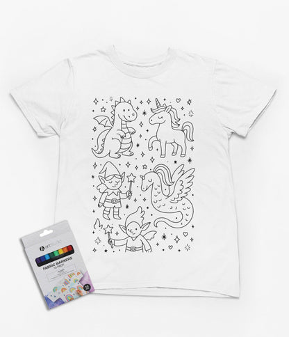Magical Creatures Colour-In T-Shirt – Fun DIY Gift with Fabric Markers for Kids 3-4 years gift_idea unique_gift personalised_gift