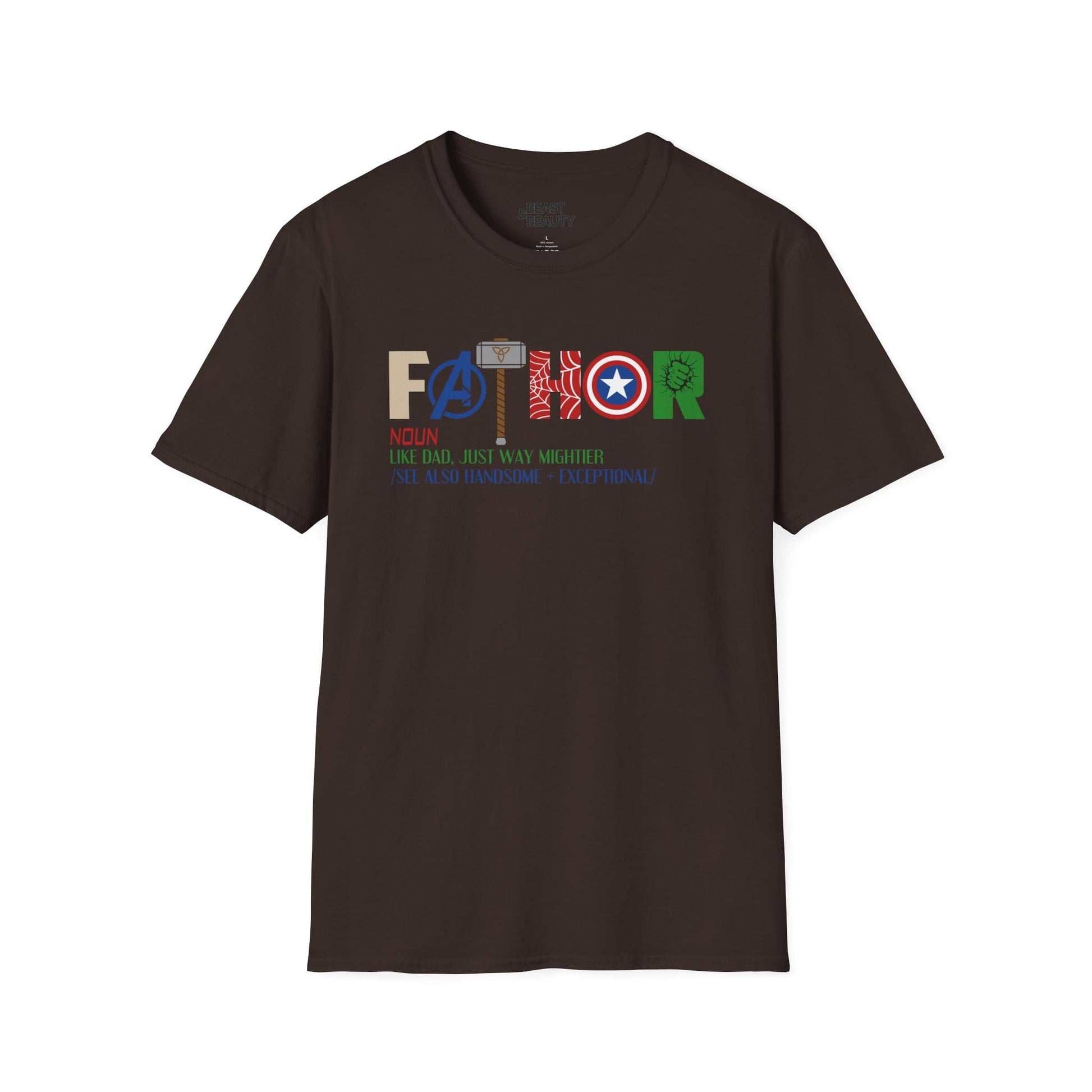 marvel inspired father t-shirt dark chocolate t-shirt uk Father's Day gift idea