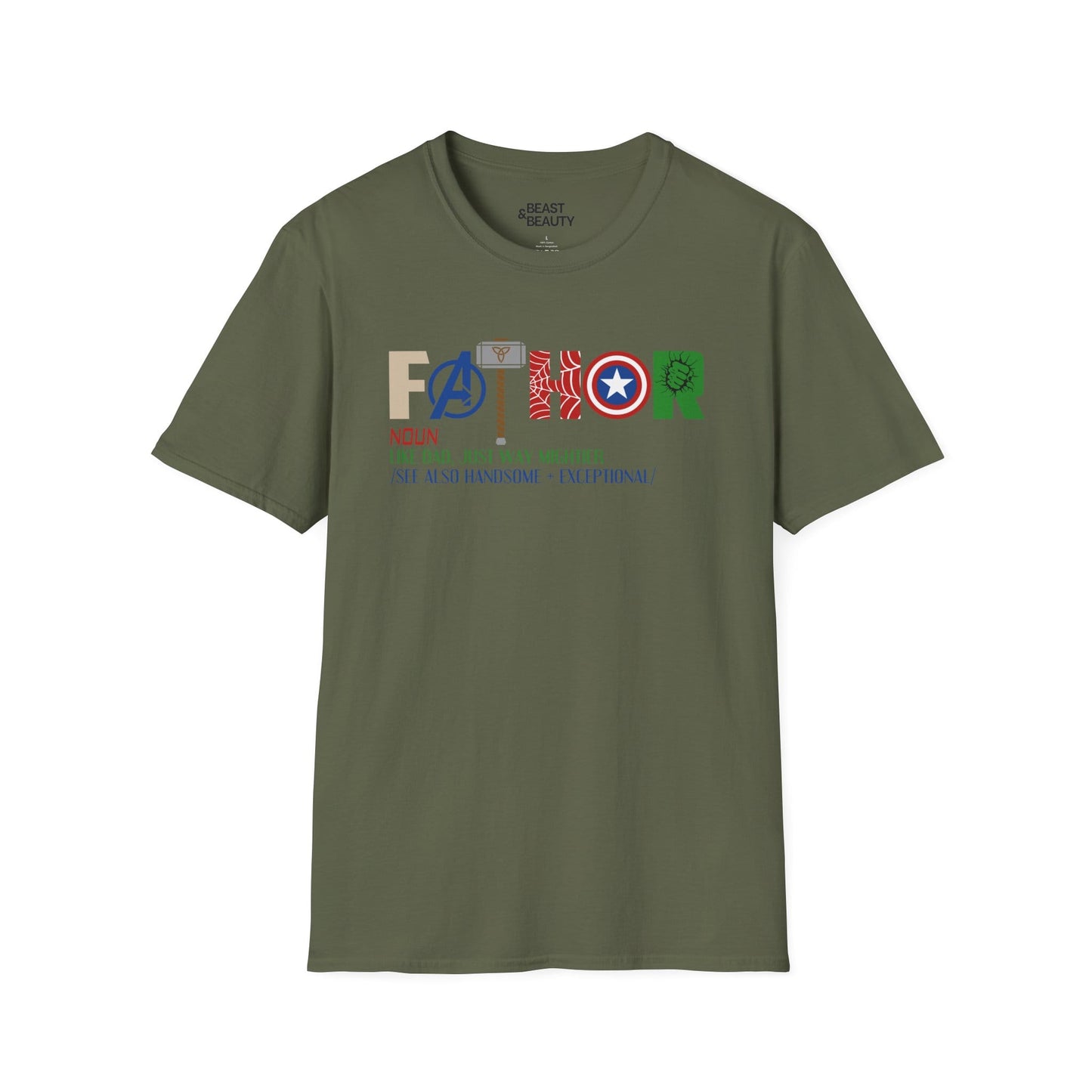 marvel inspired father t-shirt military green t-shirt uk Father's Day gift idea