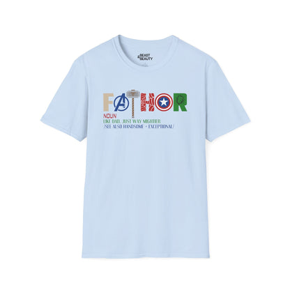 marvel inspired father t-shirt light blue t-shirt uk Father's Day gift idea