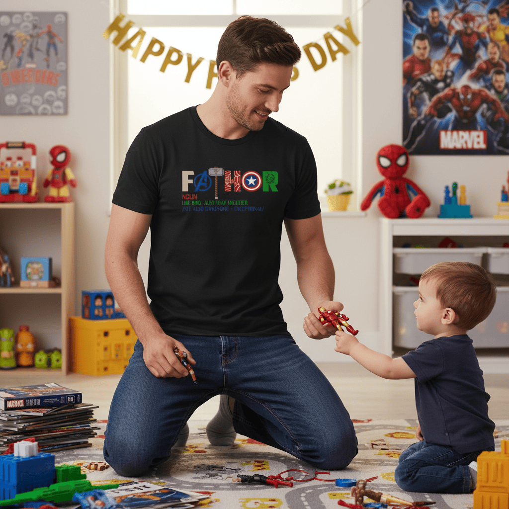 Marvel Inspired Father T-Shirt gift_idea unique_gift personalised_gift