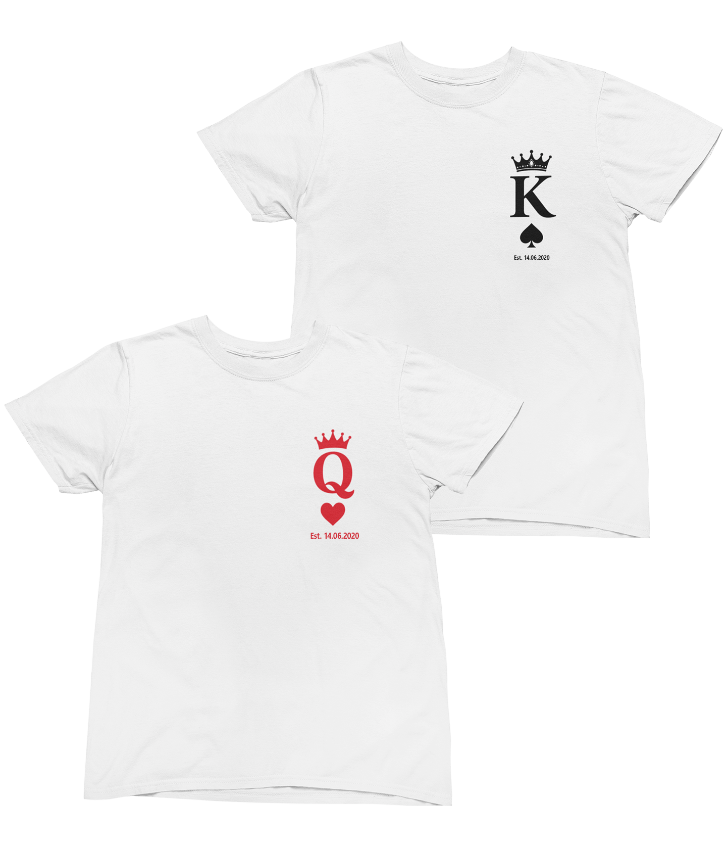 Matching King & Queen Valentine T-Shirts & Sweatshirts for Couples T-Shirt / Small / Small gift_idea unique_gift personalised_gift