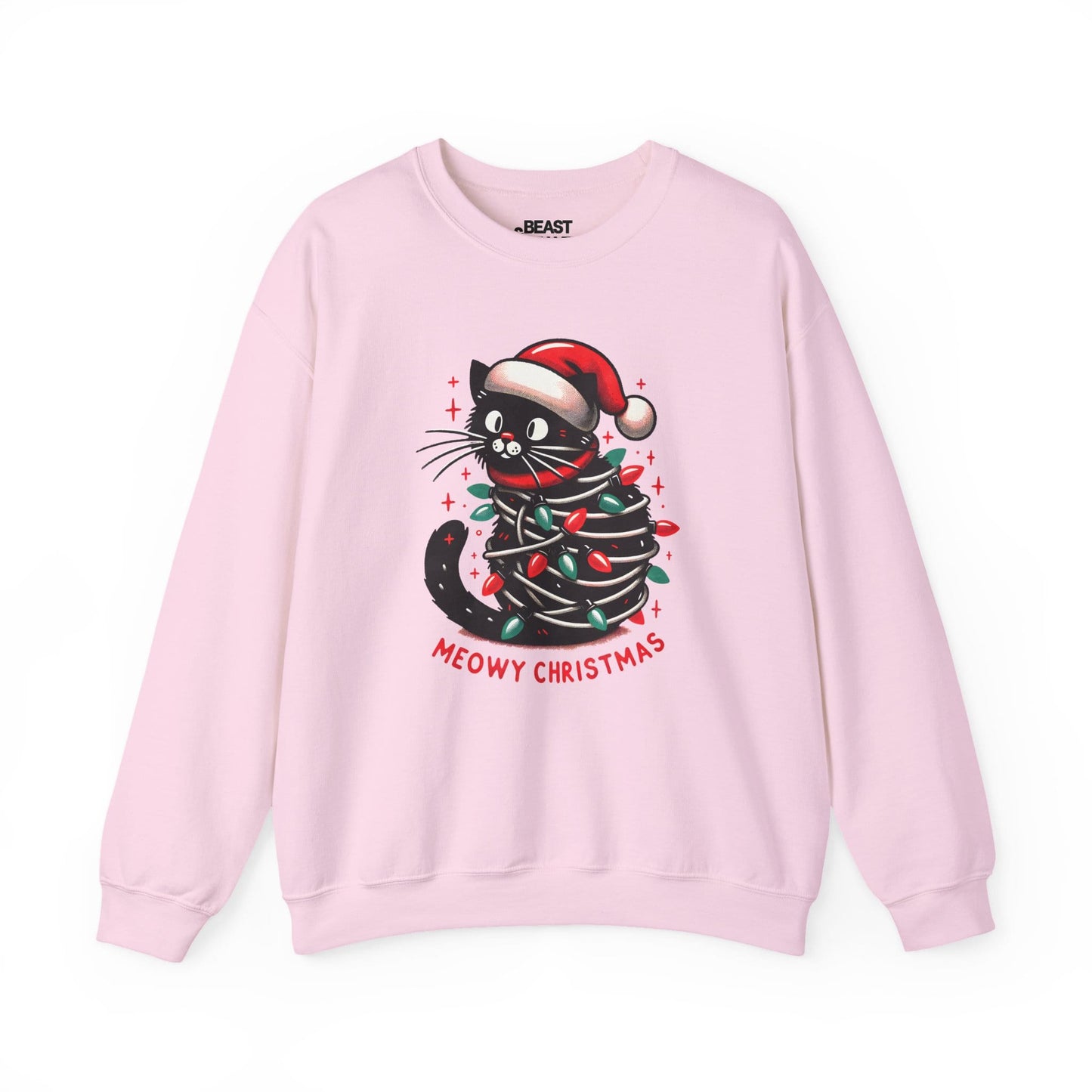 meowy christmas cat sweatshirt light pink sweatshirt uk Christmas gift idea