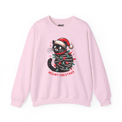 meowy christmas cat sweatshirt light pink sweatshirt uk Christmas gift idea
