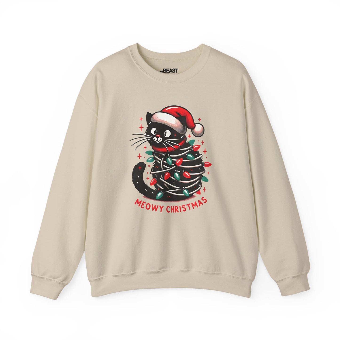 meowy christmas cat sweatshirt sand sweatshirt uk Christmas gift idea