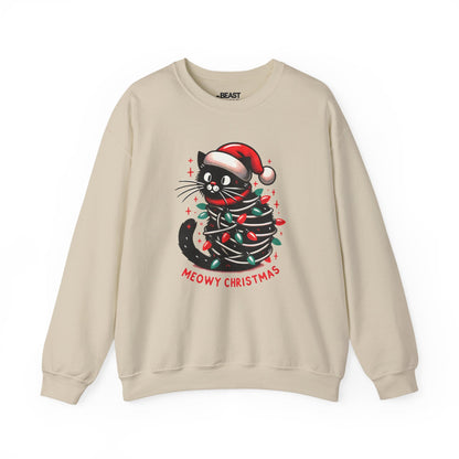meowy christmas cat sweatshirt sand sweatshirt uk Christmas gift idea