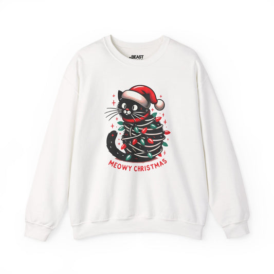 meowy christmas cat sweatshirt white sweatshirt uk Christmas gift idea