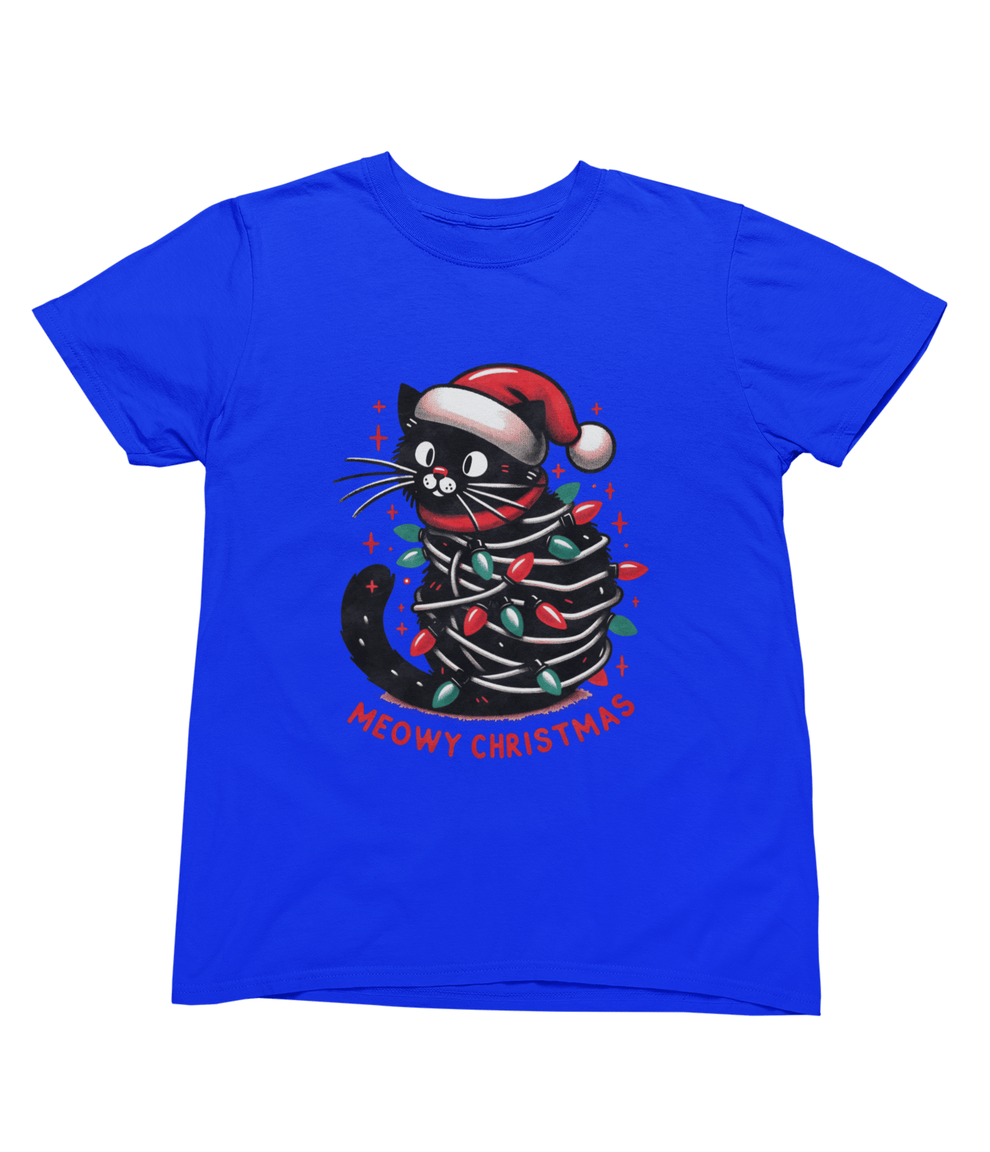 Beast and Beauty T-Shirt / 3XL (Adult) / Blue Meowy Christmas Cat Sweatshirt – Funny Festive Jumper (Adults & Kids)