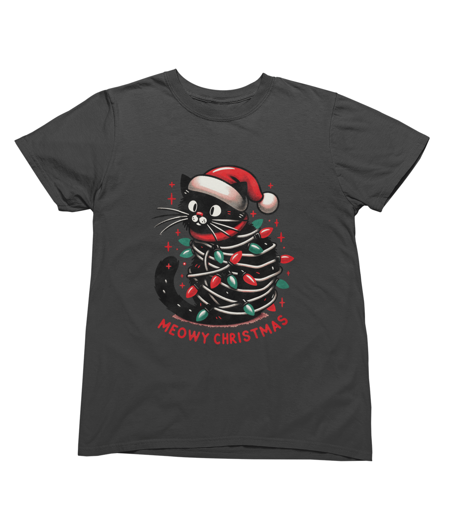 Beast and Beauty T-Shirt / 3XL (Adult) / Grey Meowy Christmas Cat Sweatshirt – Funny Festive Jumper (Adults & Kids)