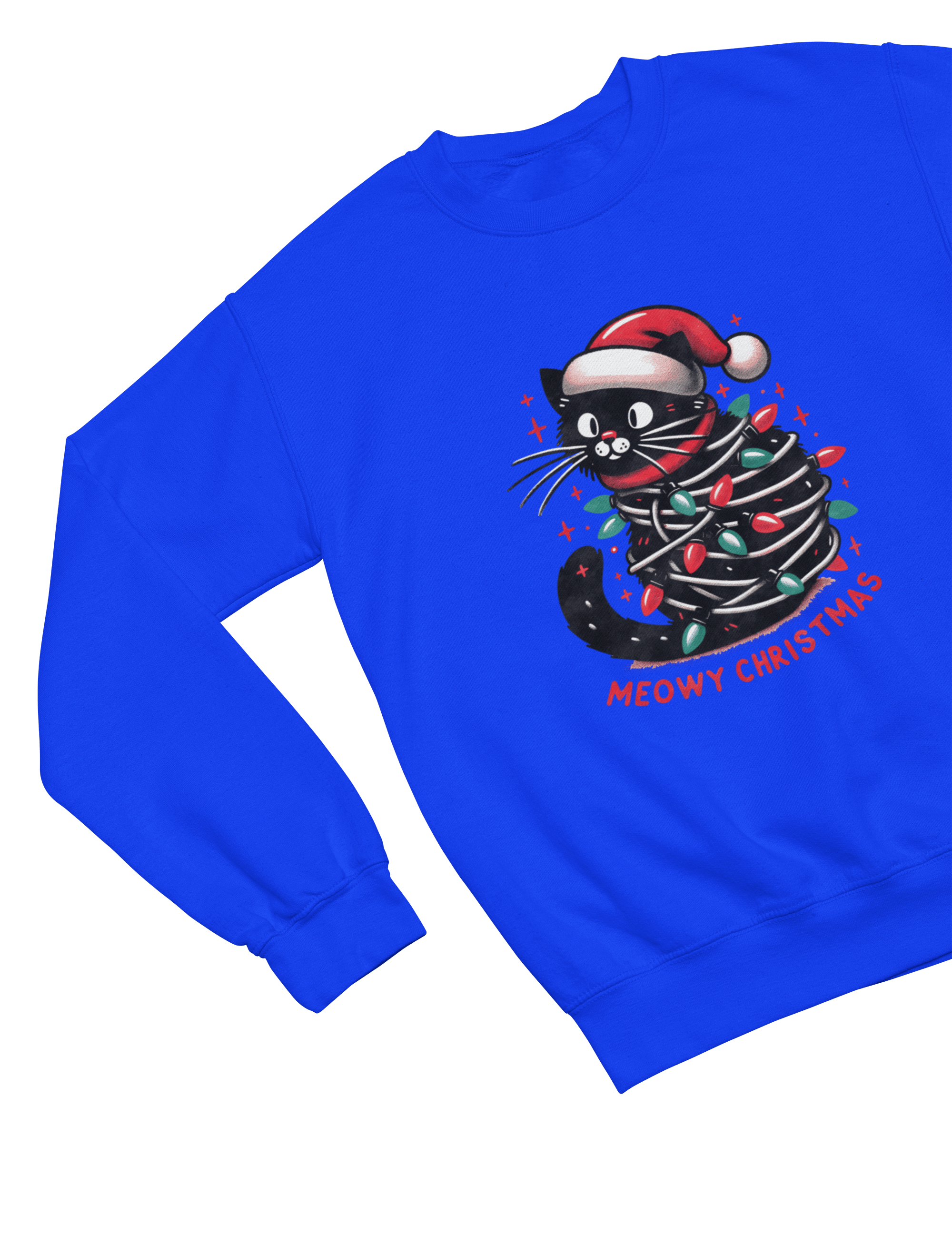 Beast and Beauty Sweatshirt / 3XL (Adult) / Blue Meowy Christmas Cat Sweatshirt – Funny Festive Jumper (Adults & Kids)