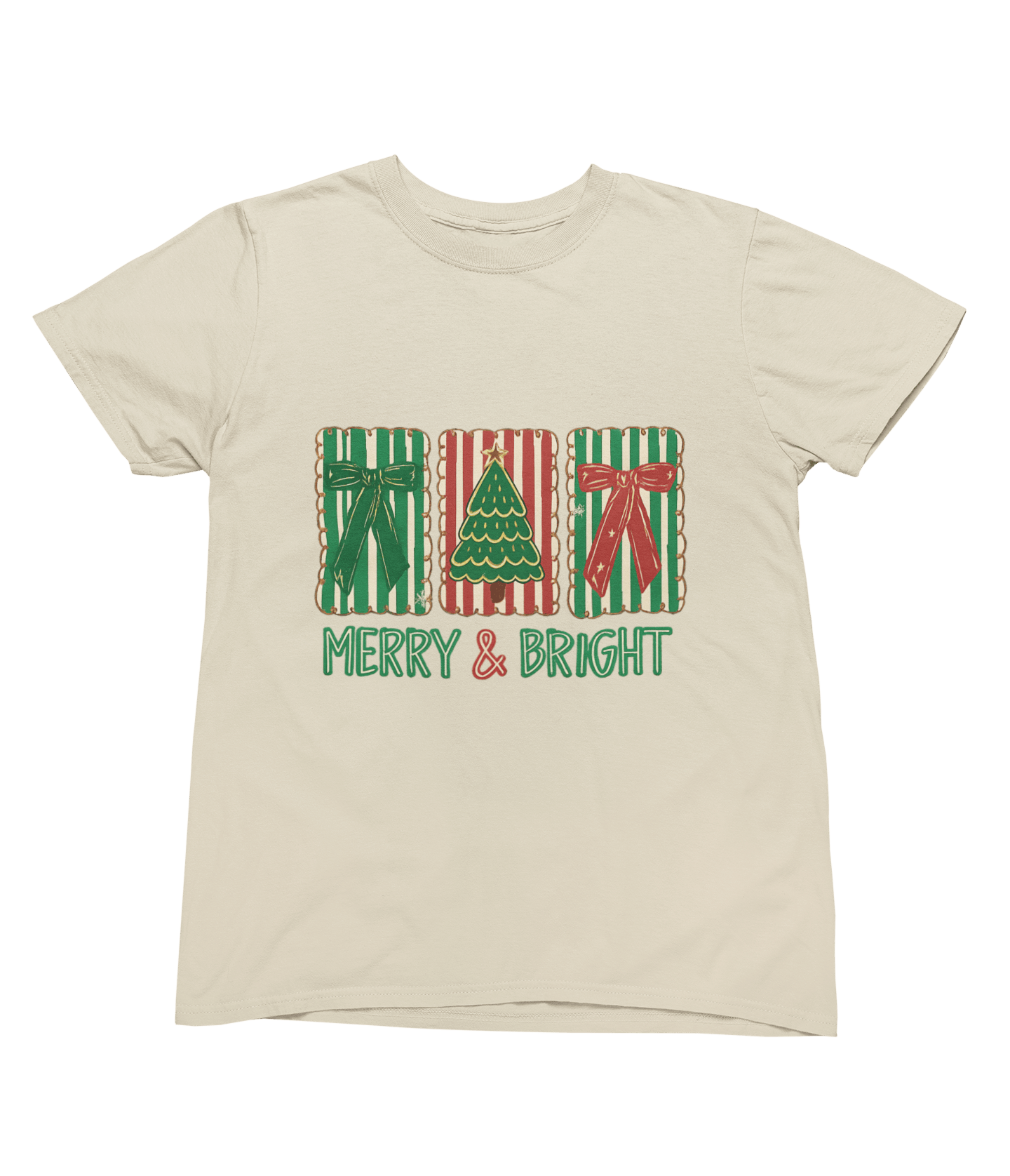 Beast and Beauty T-Shirt / 3XL (Adult) / Beige Merry & Bright Christmas Coquette Cookie Sweatshirt – Festive Biscuit Design