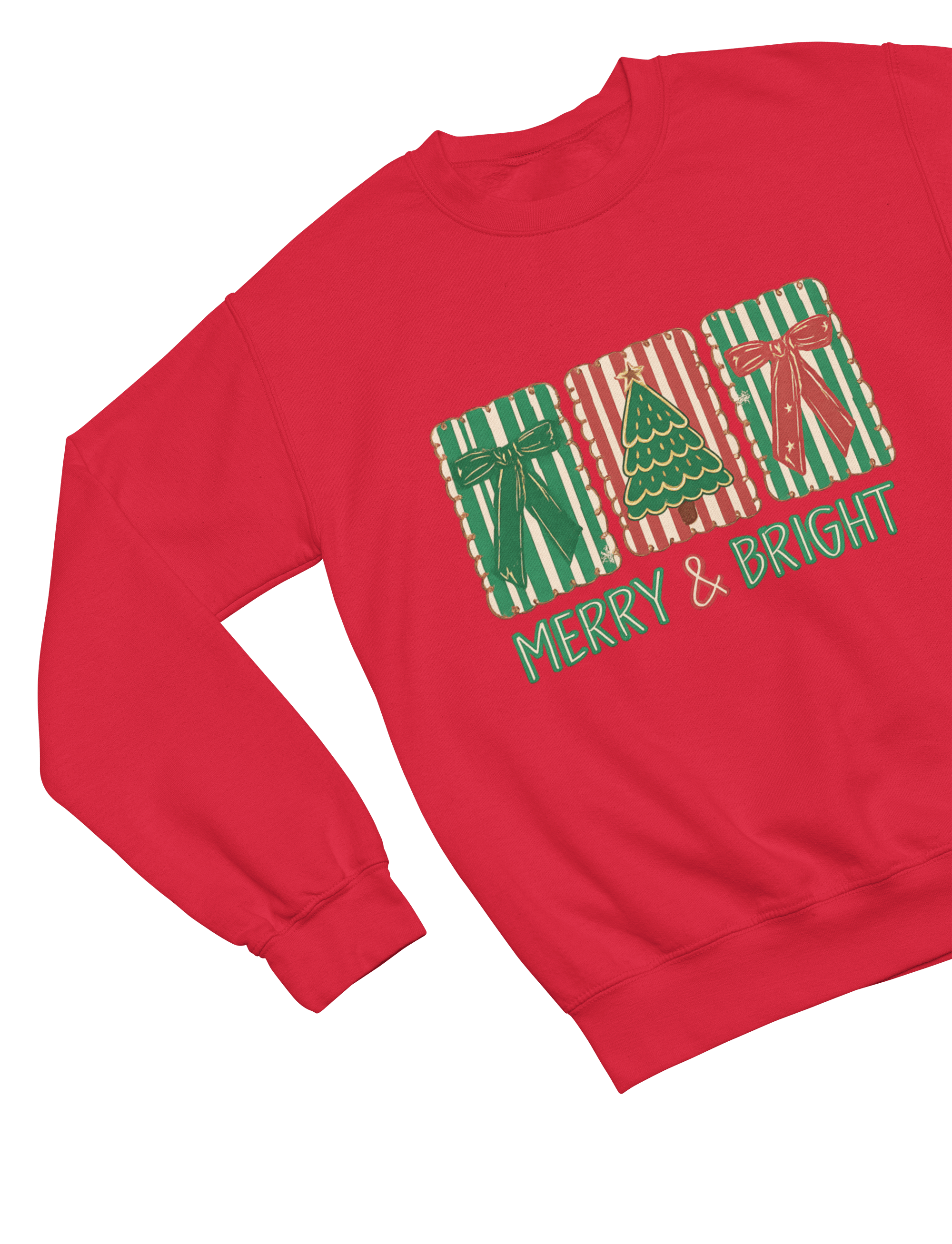 Beast and Beauty Sweatshirt / 3XL (Adult) / Red Merry & Bright Christmas Coquette Cookie Sweatshirt – Festive Biscuit Design