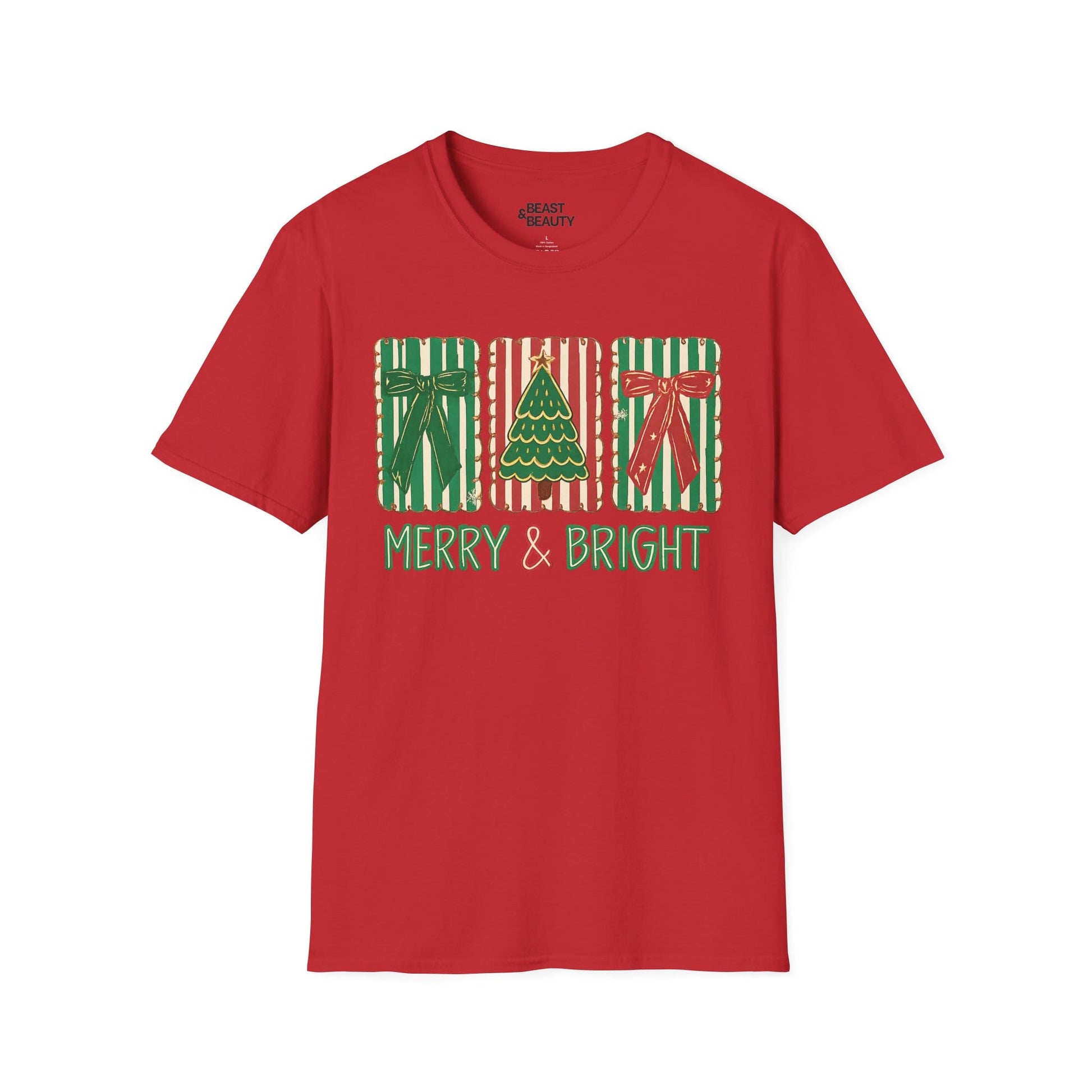 merry & bright christmas gifts t-shirt red t-shirt uk Christmas gift idea