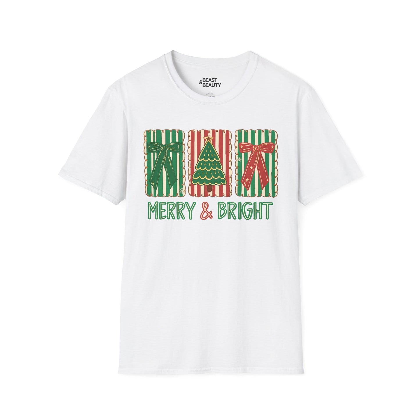 merry & bright christmas gifts t-shirt white t-shirt uk Christmas gift idea