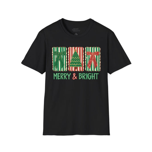 merry & bright christmas gifts t-shirt black t-shirt uk Christmas gift idea