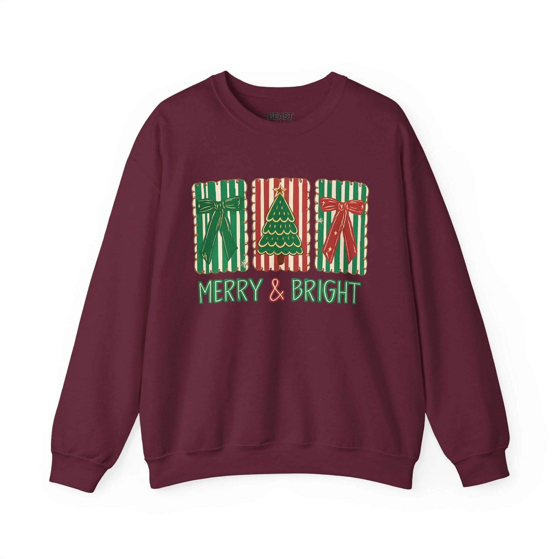 merry & bright christmas sweatshirt maroon sweatshirt uk Christmas gift idea