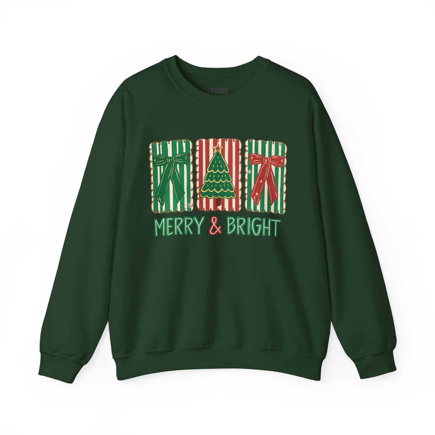 merry & bright christmas sweatshirt forest green sweatshirt uk Christmas gift idea
