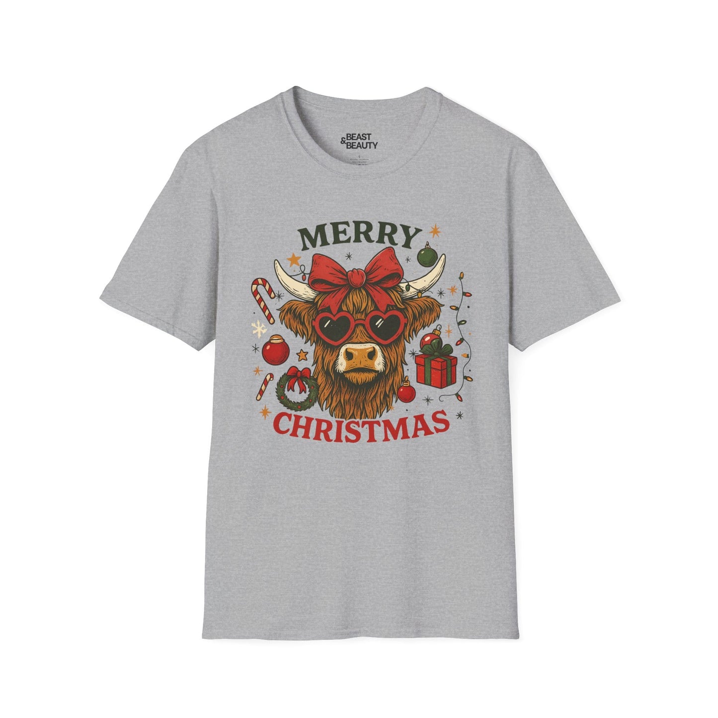merry christmas highland cow t-shirt sport grey t-shirt uk Christmas gift idea