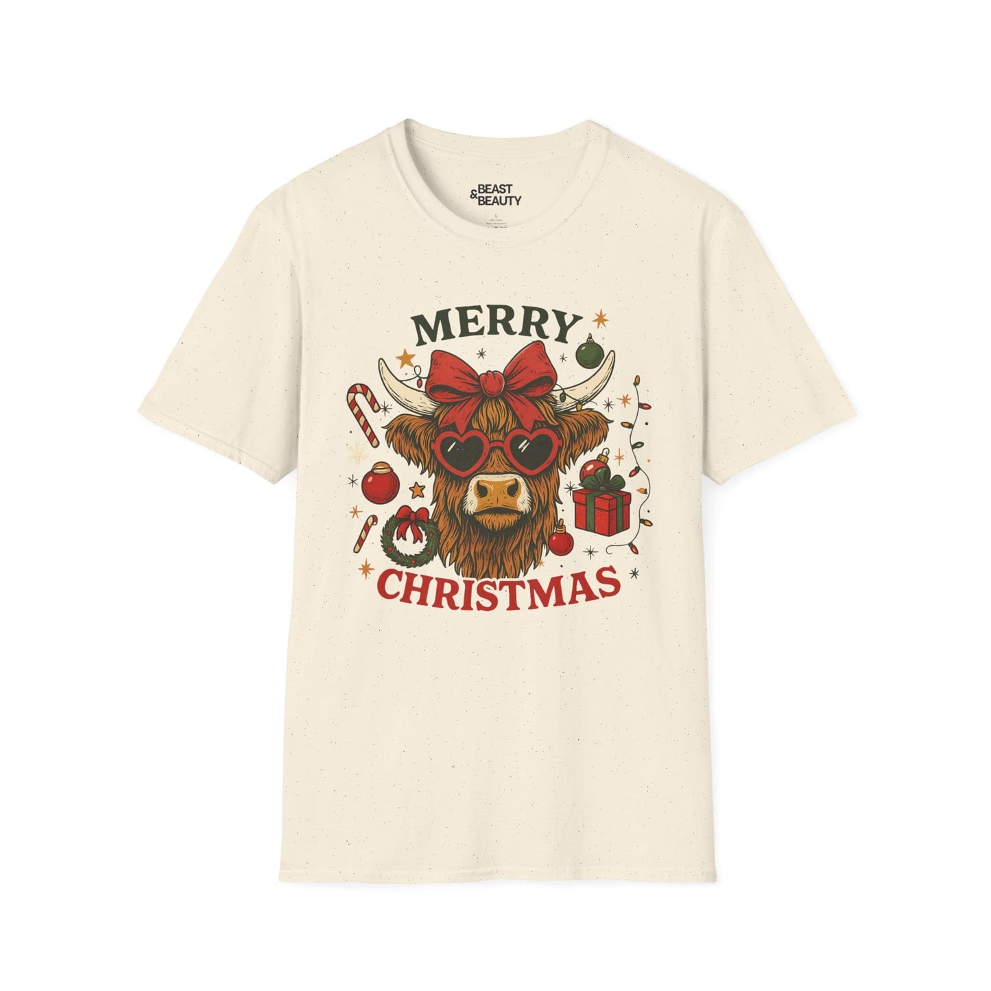 merry christmas highland cow t-shirt natural t-shirt uk Christmas gift idea