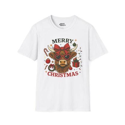merry christmas highland cow t-shirt white t-shirt uk Christmas gift idea