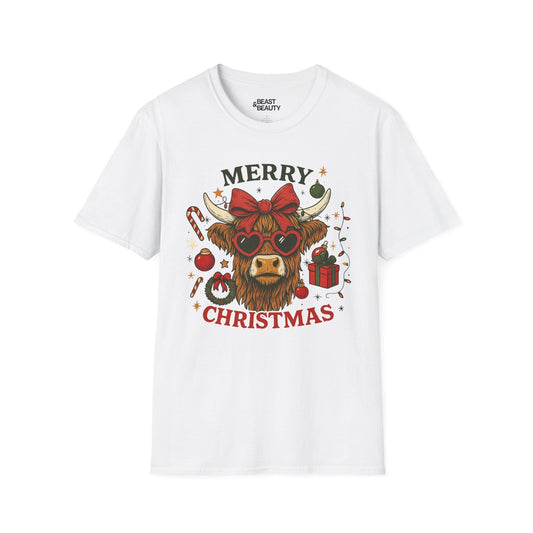 merry christmas highland cow t-shirt white t-shirt uk Christmas gift idea