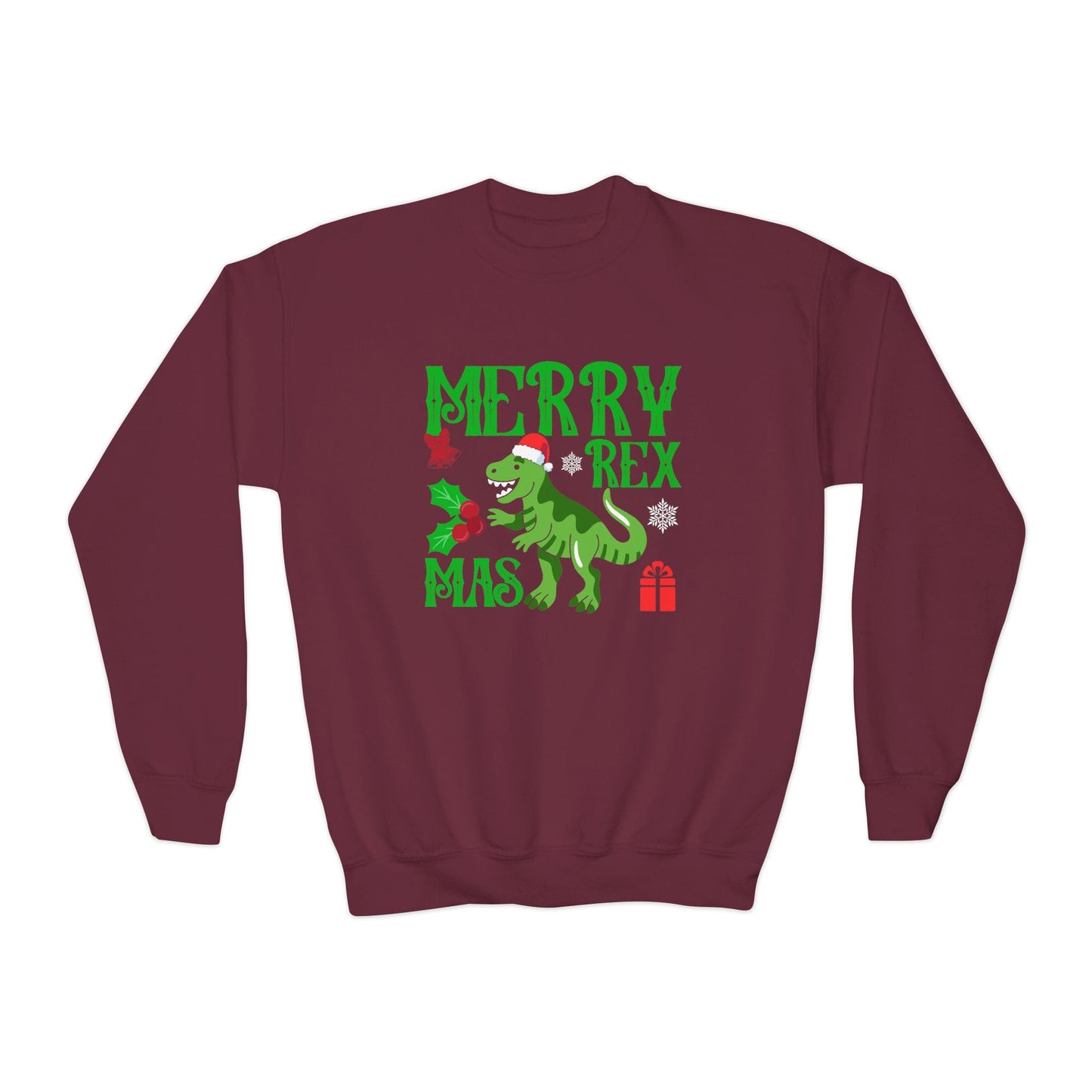 merry rex youth christmas sweatshirt maroon sweatshirt uk Christmas gift idea