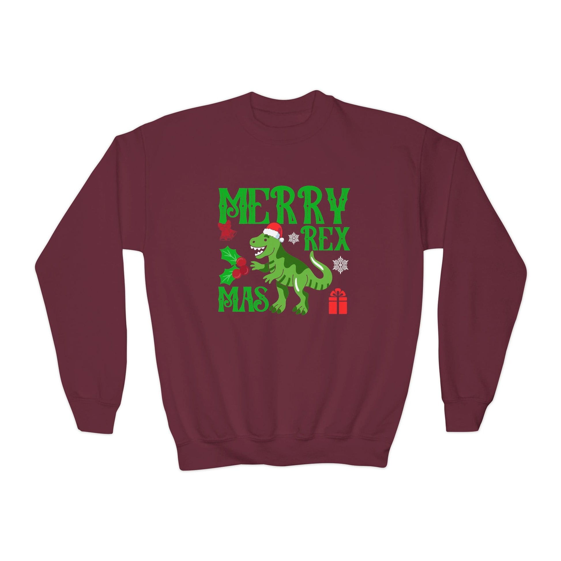 merry rex youth christmas sweatshirt maroon sweatshirt uk Christmas gift idea