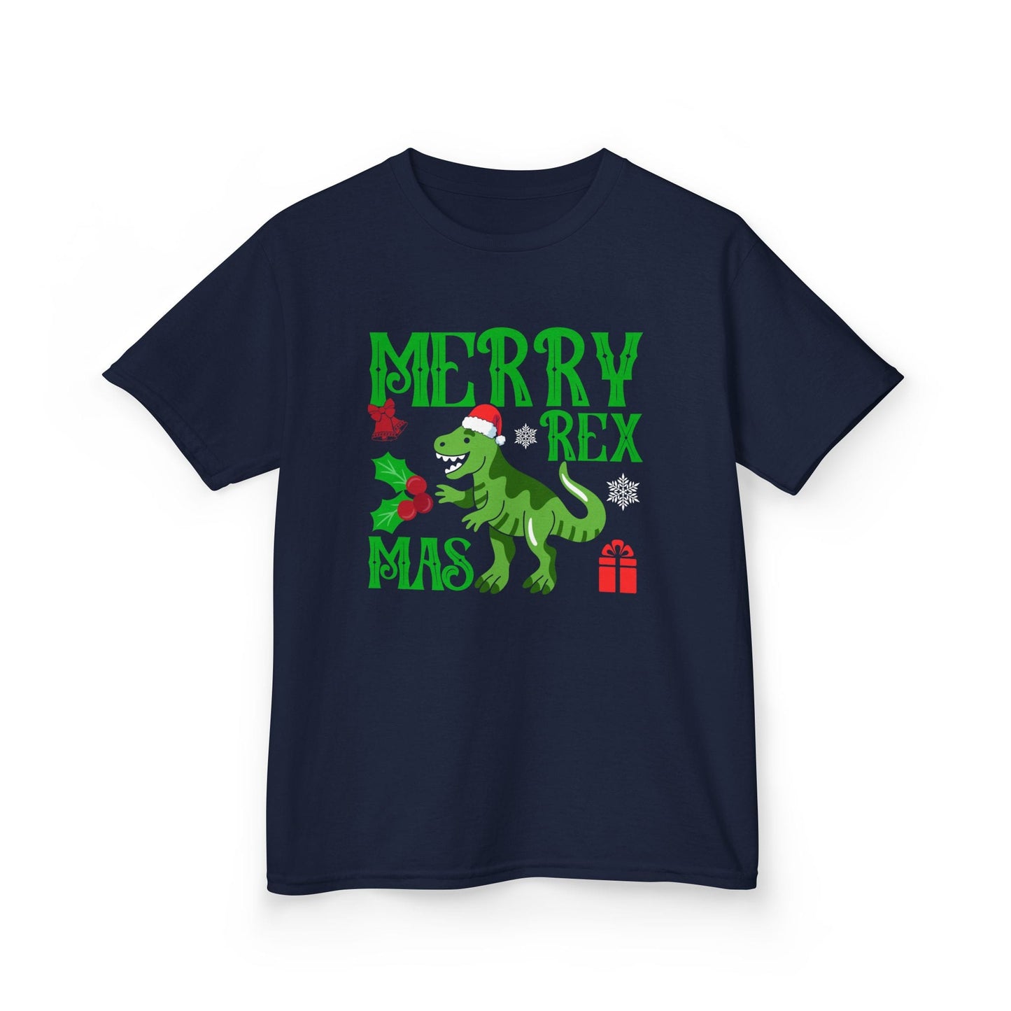 Merry Rexmas Kids Christmas T-Shirt Navy / XS gift_idea unique_gift personalised_gift