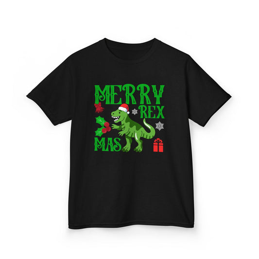 Merry Rexmas Kids Christmas T-Shirt Black / XS gift_idea unique_gift personalised_gift