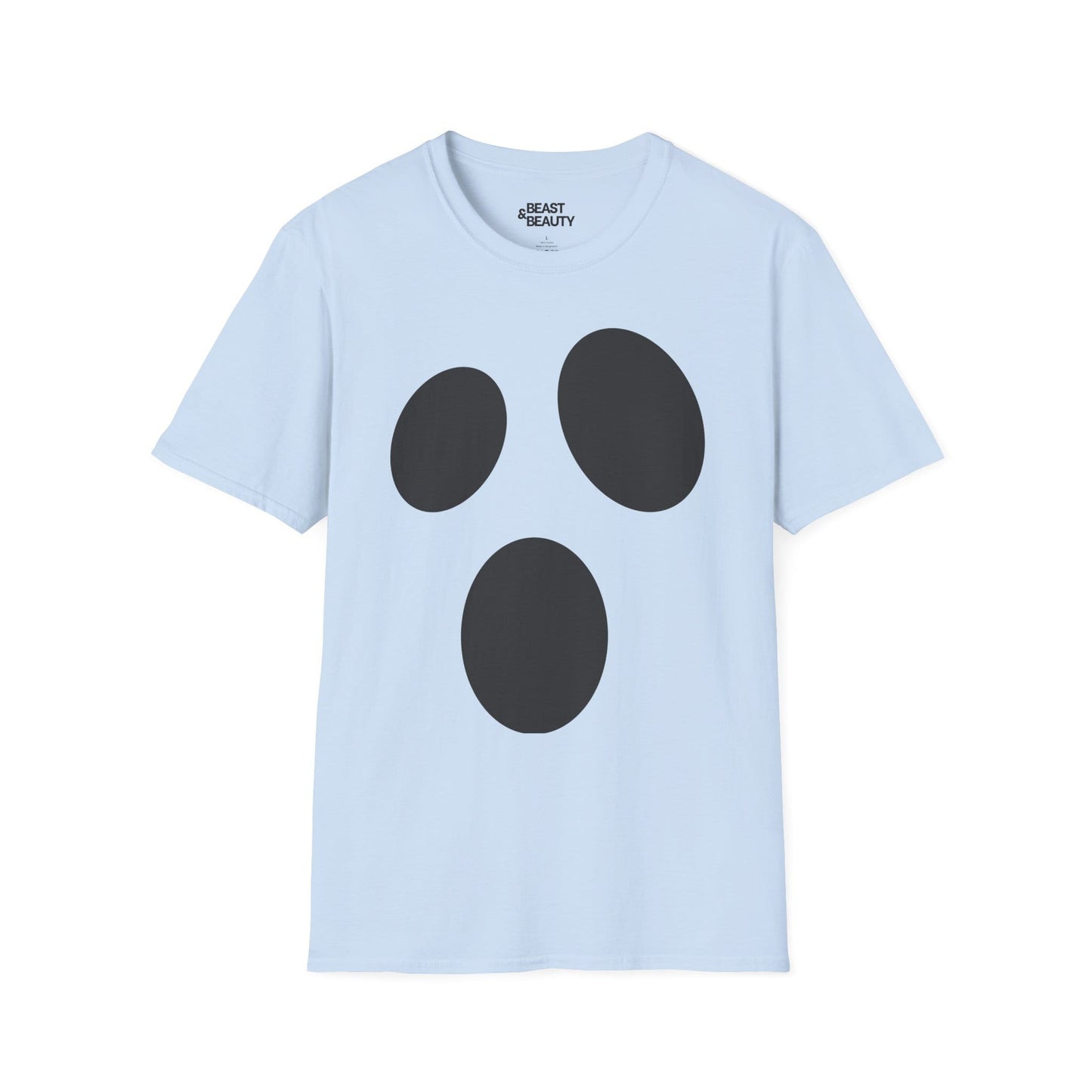 Minimalist Ghost Face Halloween T-Shirt Light Blue / S gift_idea unique_gift personalised_gift
