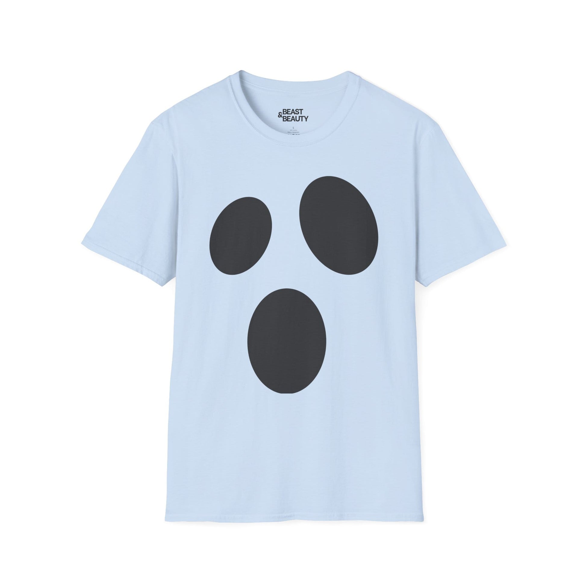 Minimalist Ghost Face Halloween T-Shirt Light Blue / S gift_idea unique_gift personalised_gift