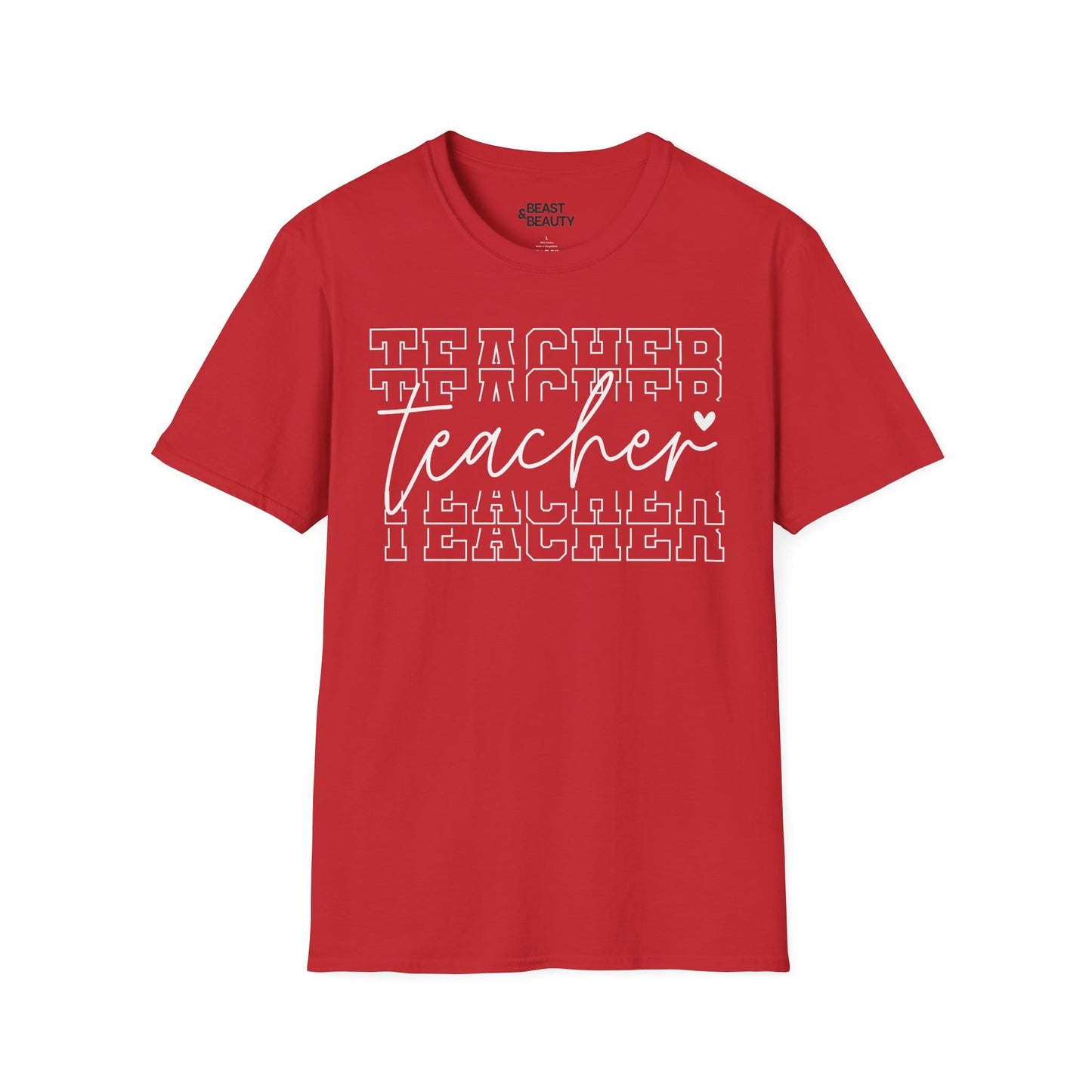 Minimalist Teacher Typography T-Shirt Red / S gift_idea unique_gift personalised_gift