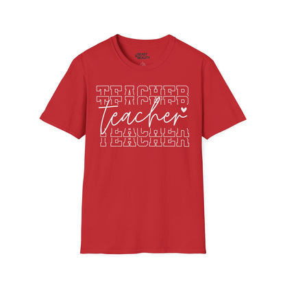 Minimalist Teacher Typography T-Shirt Red / S gift_idea unique_gift personalised_gift