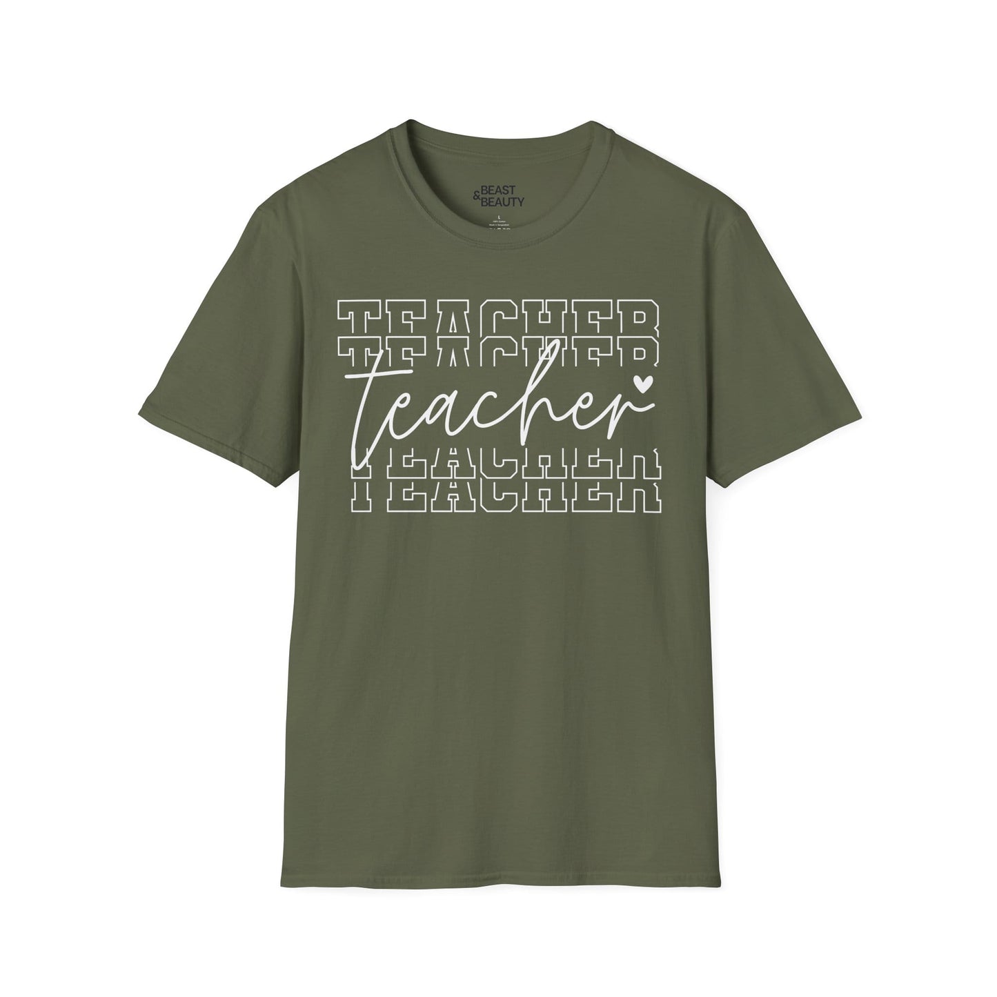 Minimalist Teacher Typography T-Shirt Military Green / S gift_idea unique_gift personalised_gift