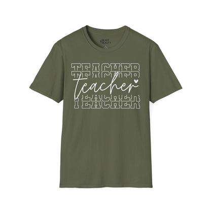 Minimalist Teacher Typography T-Shirt Military Green / S gift_idea unique_gift personalised_gift