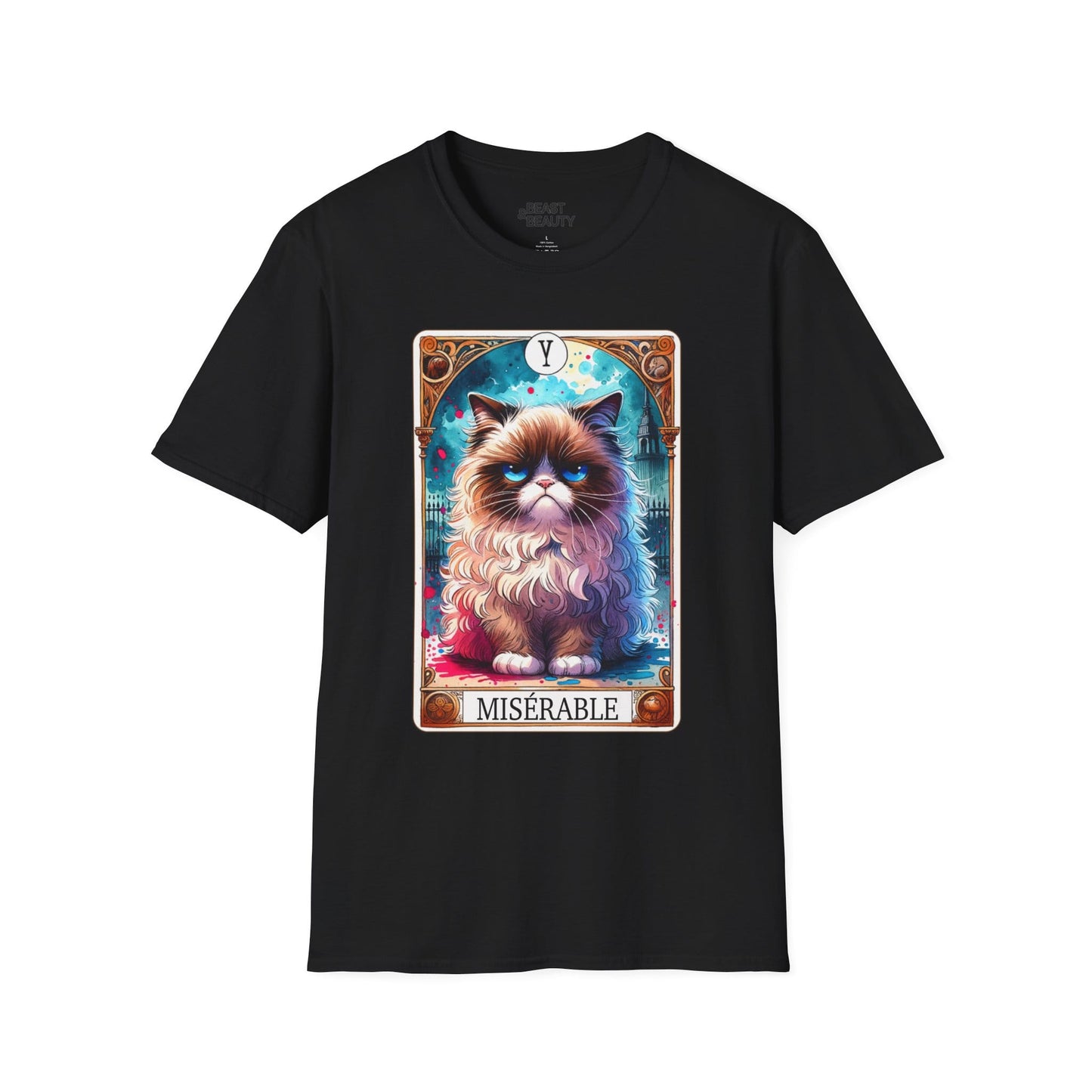 Miserable Grumpy Cat Tarot T-Shirt Black / S gift_idea unique_gift personalised_gift