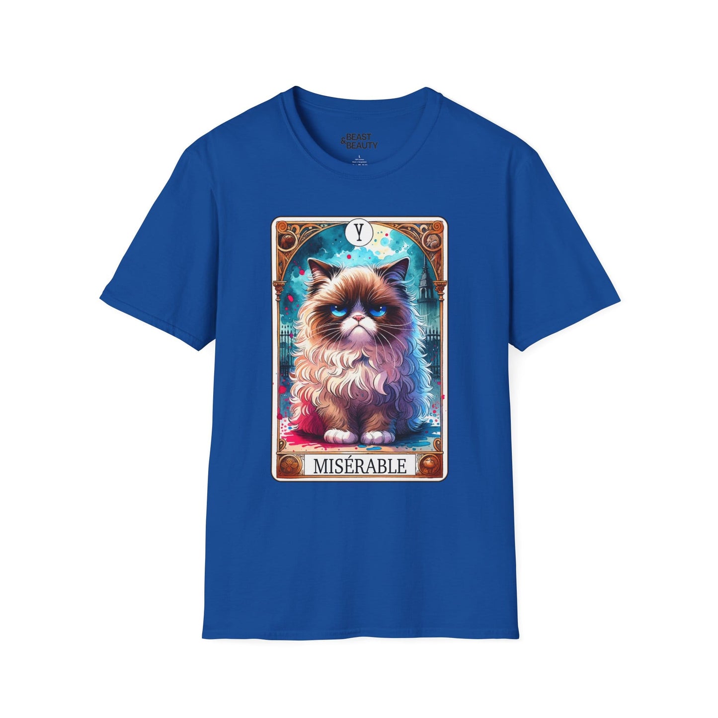 Miserable Grumpy Cat Tarot T-Shirt Royal / S gift_idea unique_gift personalised_gift