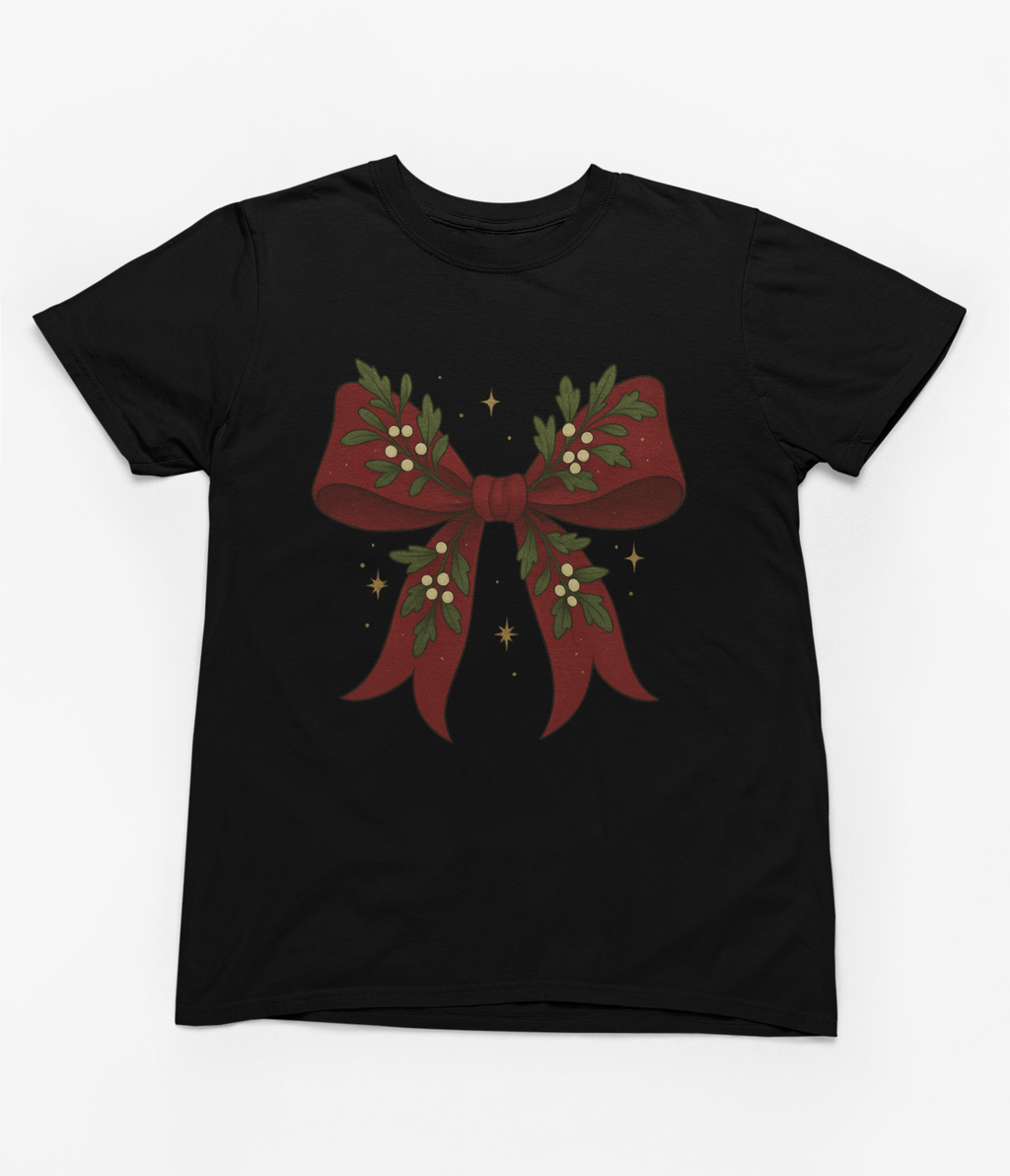 Beast and Beauty T-Shirt / 3XL (Adult) / Black Mistletoe Coquette Bow Christmas Sweatshirt – Vintage Red Festive Jumper